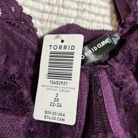 NWT Torrid unlined Lace Bodysuit BlackBerry Size 3 - Picture 5 of 5